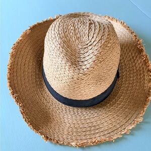 Stylish Tan Straw Sun Hat with Black Band